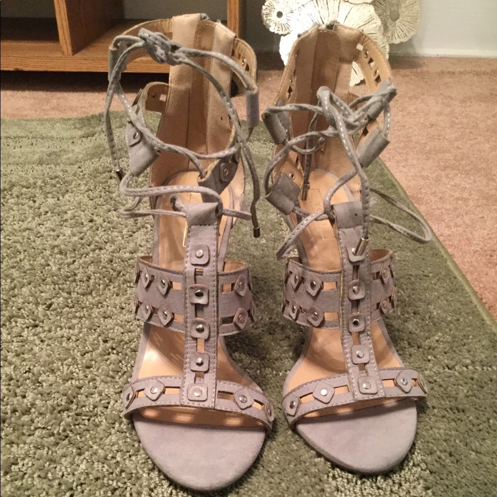 Grey Suede Covered Heels